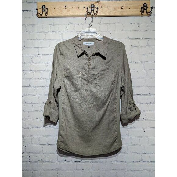 Emily Daniels 1/4 zip, linen mix size medium - Picture 1 of 5
